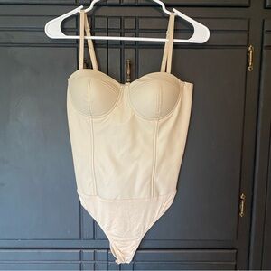 SAY WHAT leather bustier bodysuit top